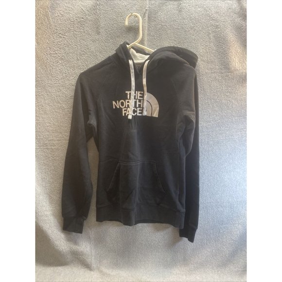 The North Face Tops - THE NORTH FACE Women Sz S Black HOODIE Draw String Kangaroo Pocket White Logo